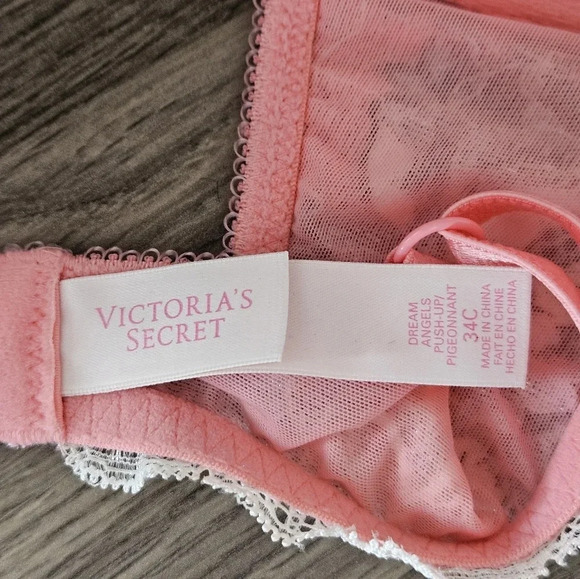 Victoria's Secret Dream Angels Push-up bra 34C‎ coral with lace overlay - Picture 7 of 10